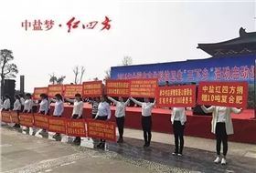 3月22日，中盐红四方在2016年合肥市文化科技卫生“三下乡”活动启动仪式上，向当地捐赠优质复合肥，帮助贫困群众备战春耕。